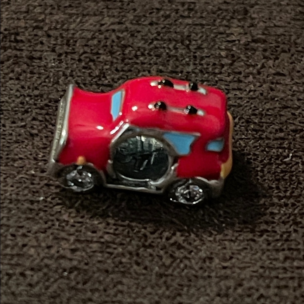 Pandora Sterling Silver 925 Red Jeep.Snowplow Car Charm with Blue accents